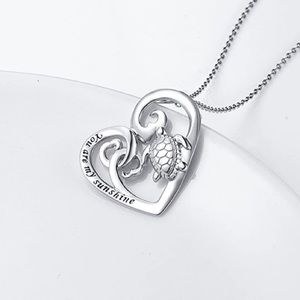 Heart Shaped Necklace You Are My Sunshine w/Turtle